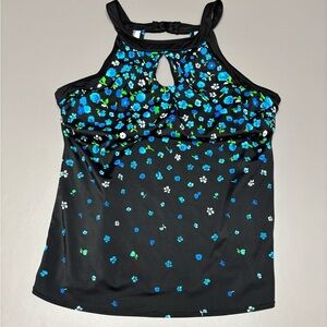 Longitude Tankini swim top black size 16